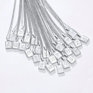 Mother of pearls Stainless steel silver alphabet necklace